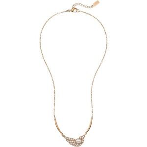 1928 Jewelry Gold Tone Angel Wing Faux Pearl Pendant Necklace Barrel Clasp NWT